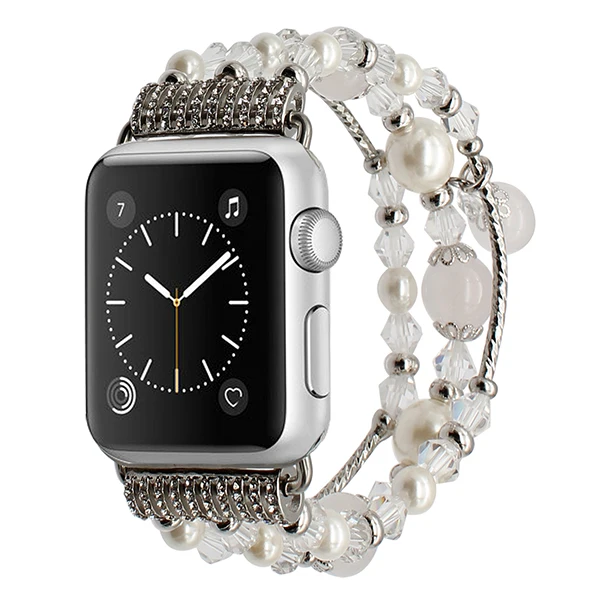 Изделия ремешок+ Адаптеры для сим-карт для iwatch Apple Watch 38 мм 42 мм серии 1 2 3 Для женщин Агат браслет из бисера сталь Группы ремешок
