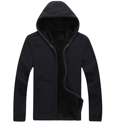 Black Mountainskin 7XL, зимние мужские куртки, толстые флисовые толстовки с капюшоном, Мужская толстовка, однотонная повседневная мужская куртка, брендовая одежда SA116 - Цвет: Black