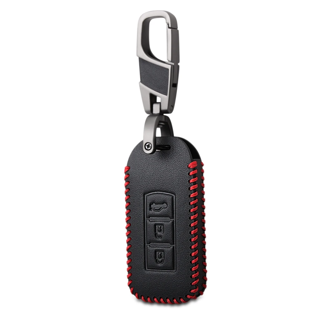 Чехол для ключей из натуральной кожи с 3 кнопками Mitsubishi Outlander Sport Pajero Shogun Montero Lancer RVR