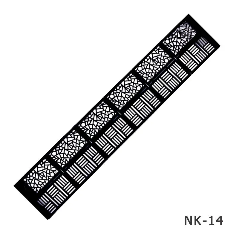 NK14 YZWLE, 1 лист, советы для дизайна ногтей, руководство, полые наклейки, акриловые кристаллы, французские шаблоны для ногтей, 3D трафареты, наклейки, инструмент для укладки - Цвет: NK14