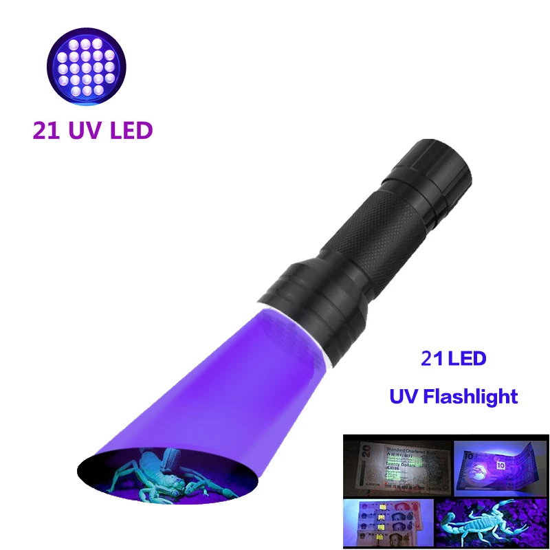 21 LED УФ-светильник, черный светильник, 9 12 21 51 светодиодный 395 нм Ультрафиолетовый фонарь, черный светильник, детектор для сухого моча животных и пятен домашних животных и клопов z50 - Испускаемый цвет: 21 LED