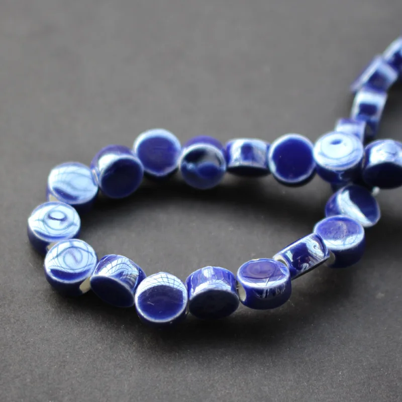 Cobalt blue 35 шт./лот 8 мм* 4,8 мм керамические бусины простые цветные круглые плоские бусины разноцветные для изготовления ювелирных изделий 3641 - Цвет: Cobalt blue