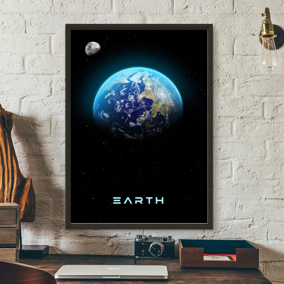 Солнечная система Planet Earth Space детская настенная живопись холст скандинавские