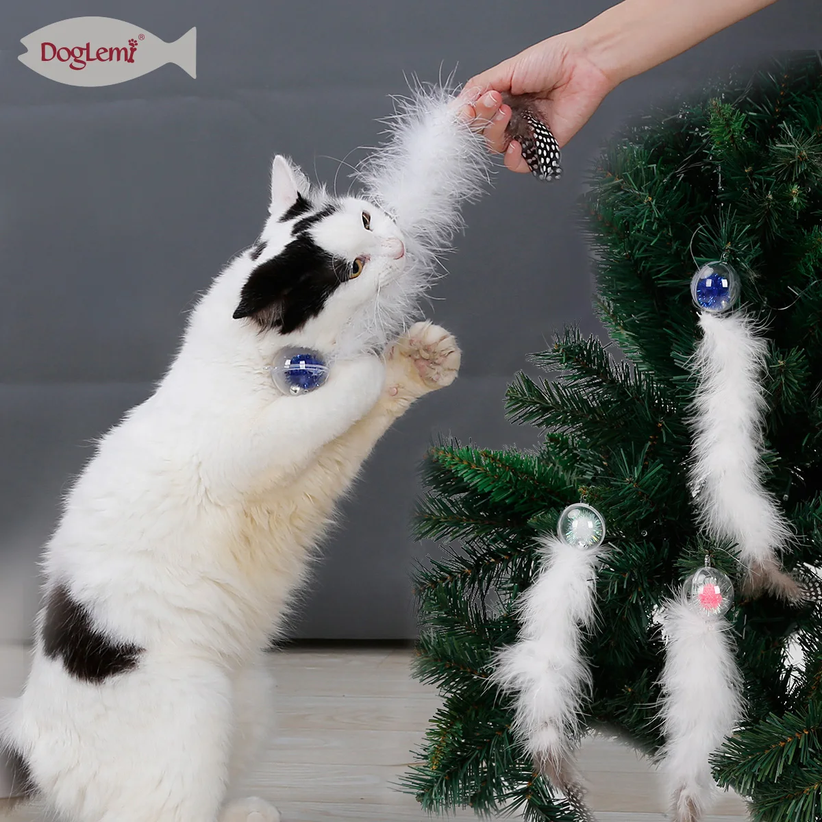 Новогодняя игрушка для кошек перья кошачьи интерактивные игрушки с