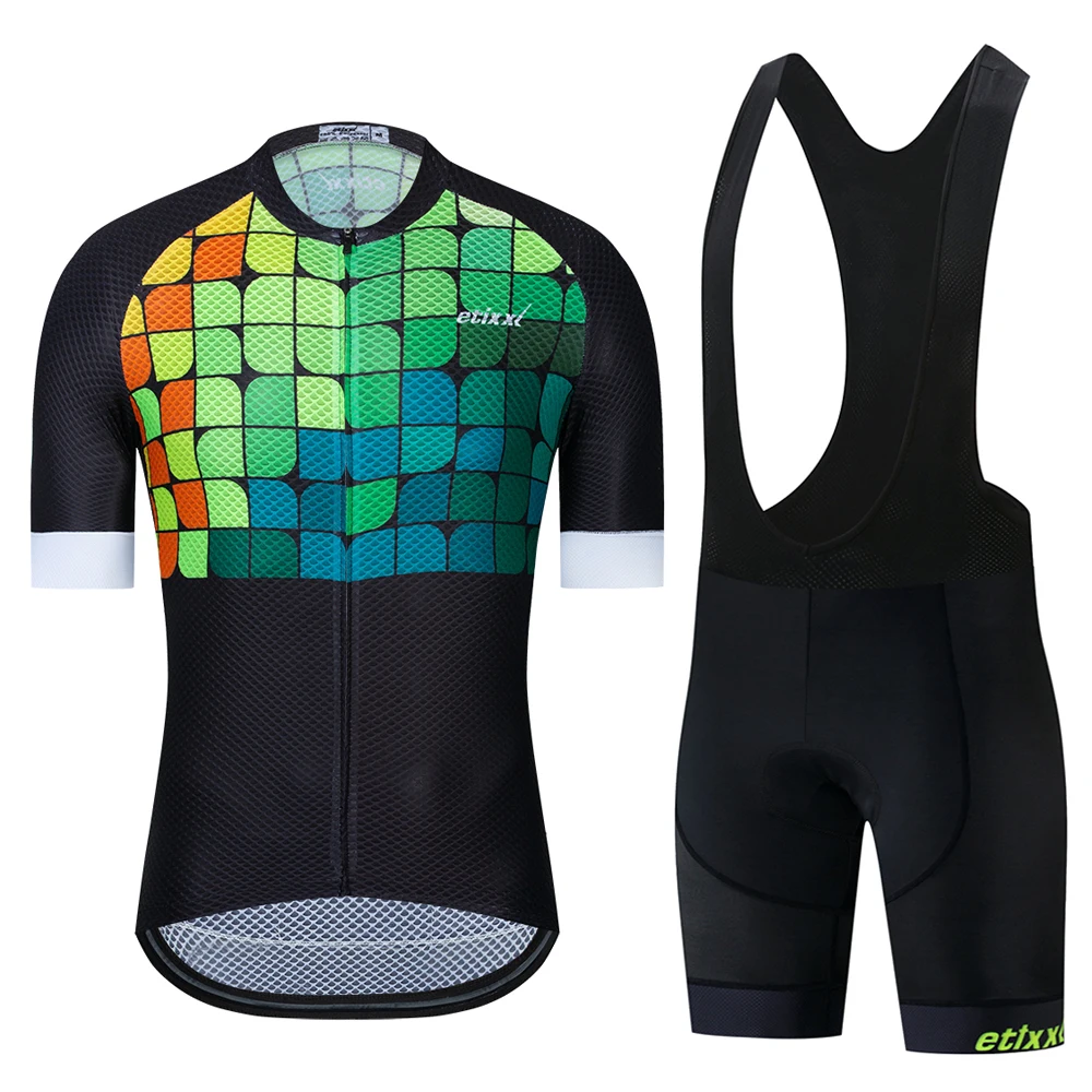 Bib Cycling Set 08 Мужская Профессиональная командная велосипедная майка, набор, анти-УФ велосипедная одежда, Майо Ropa Ciclismo MTB трикотаж для велосипедистов, оранжевая велосипедная одежда - Цвет: Bib Cycling Set 08