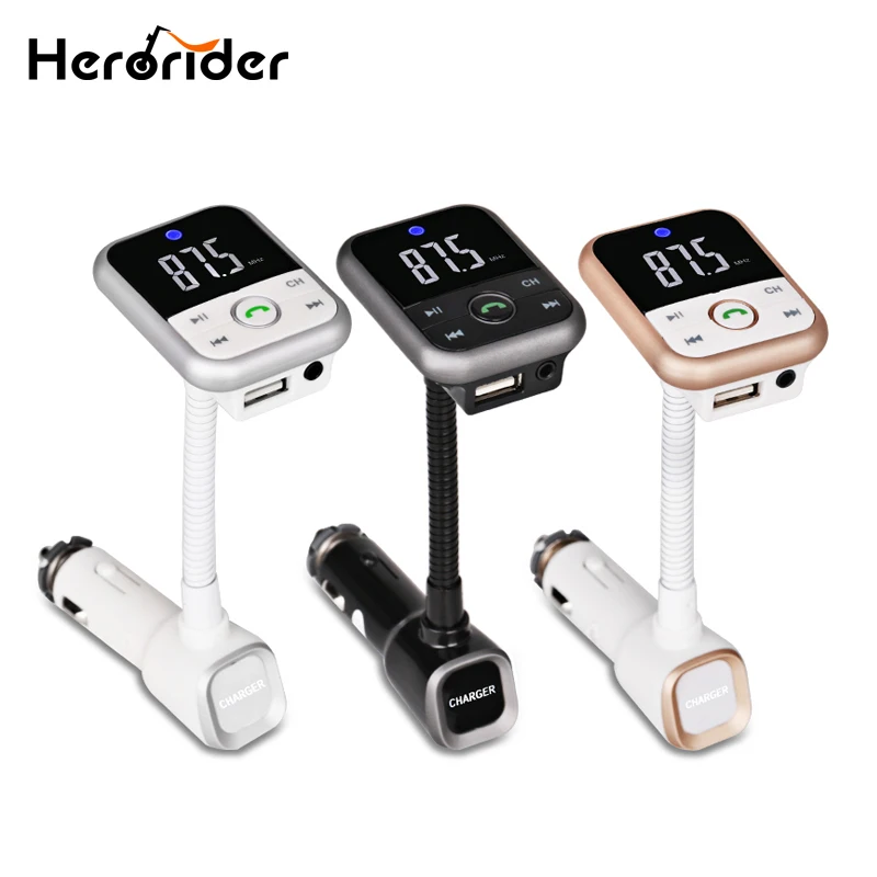 

Herorider Bluetooth Car Kit MP3 Player Radio Adapter USB Charger Support USB SD TF Card Handsfree Wireless FM Transmitter