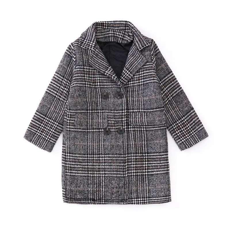 Clearance# плащ для девочек; пальто в клетку; зимнее пальто для девочек; шерстяная куртка; Верхняя одежда; пальто; детская куртка для девочек; детская одежда