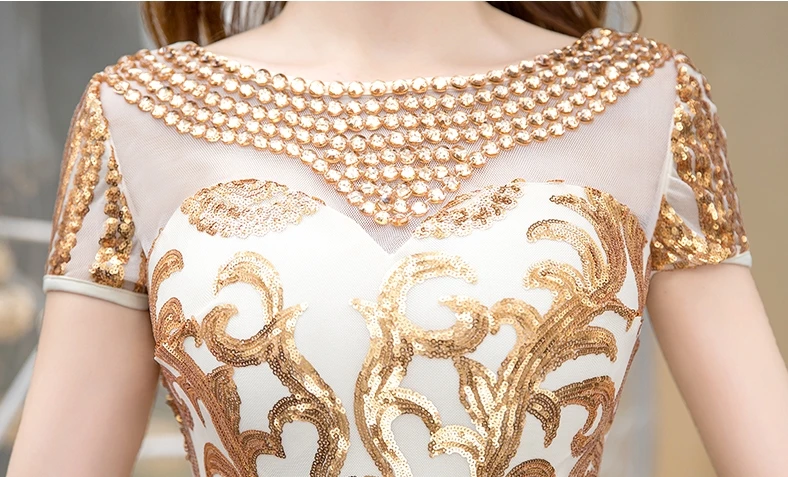 Женское вечернее платье русалка роскошное с блестками и открытой спиной для