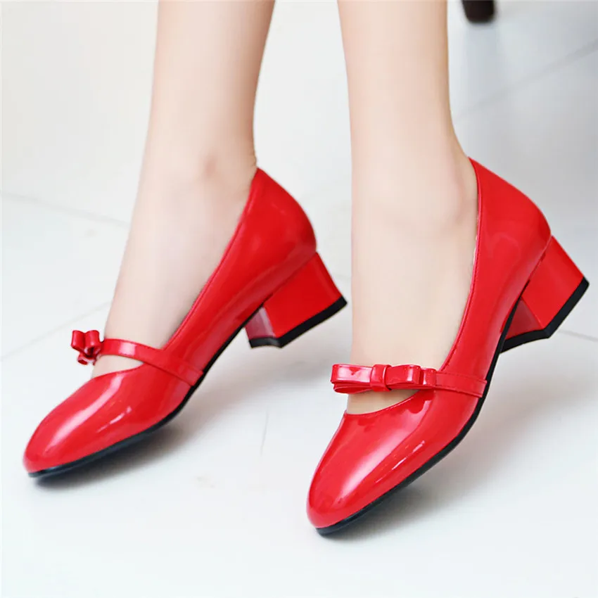 Летняя обувь на низком каблуке средней высоты женские туфли-лодочки обувь Мэри Джейн высокий каблук «рюмочка» размера плюс 33-40 41 42 43 44 45 46 47 48