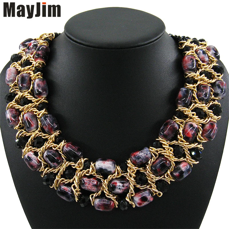 Заявление Ожерелья ручной Старинные большой кристалл и Кулоны Ювелирные Изделия