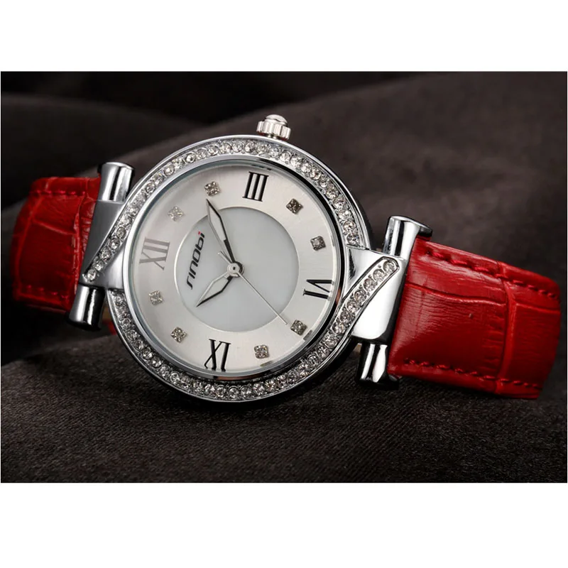 Розовое золото Для женщин часы кожаный ремешок Стразы наручные женские