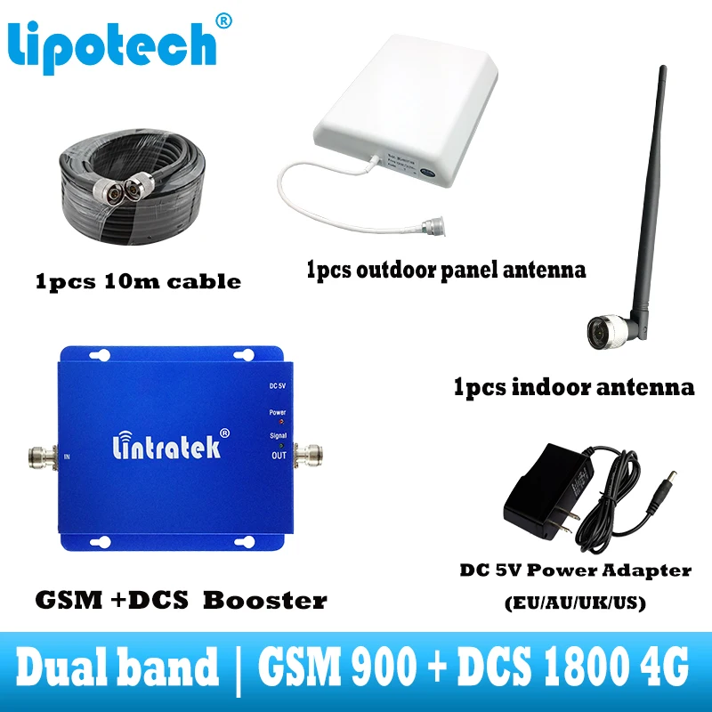 Lintratek двухдиапазонный GSM 2G DCS 4G усилитель сигнала lte 1800 gsm 900 повторитель для