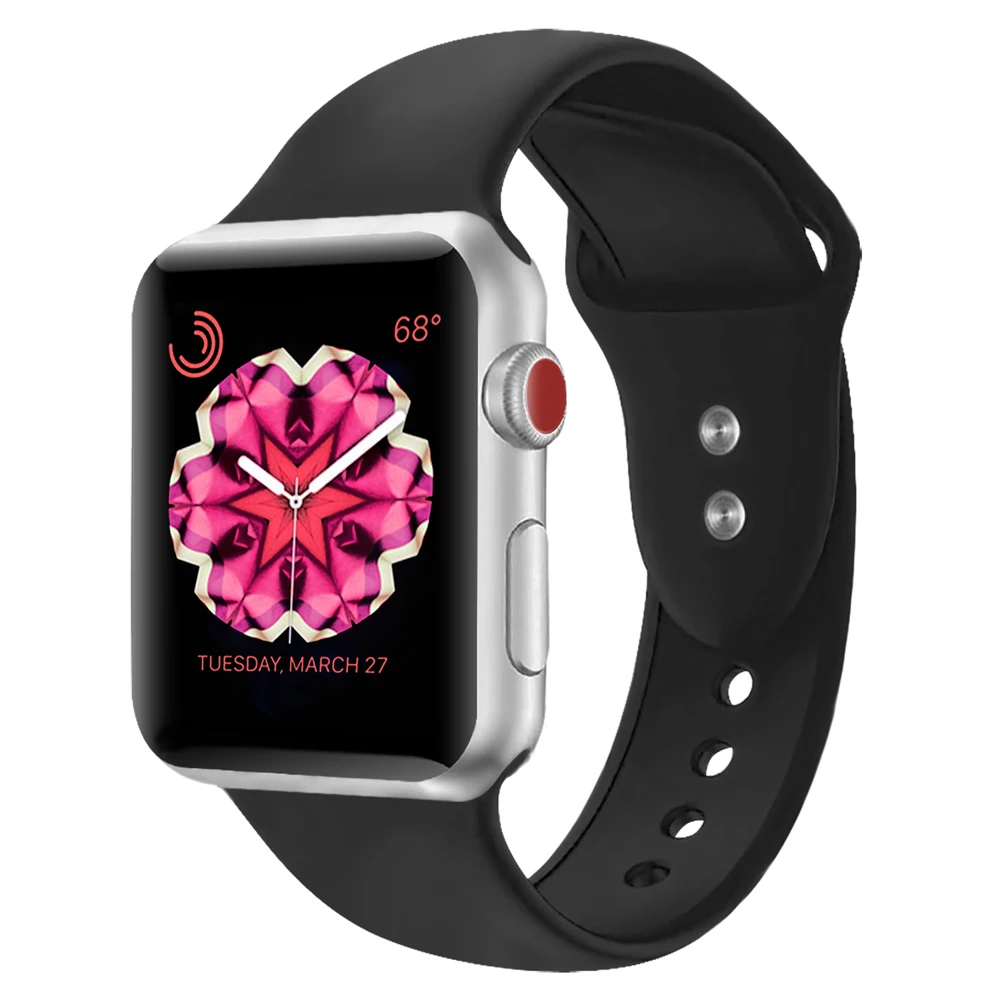 Силиконовый ремешок для Apple Watch 42 мм 38 iwatch 4 44 40 с двойной пряжкой watch 3 2 1|Ремешки