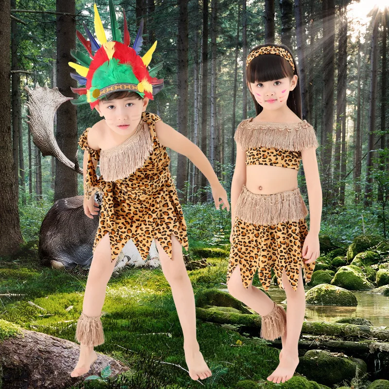 Детский костюм на Хэллоуин леопардовая одежда в Африканском и индийском стиле