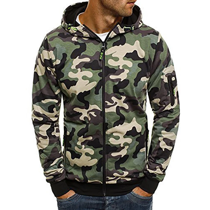 Camouflage Hoodies Men New Sweatshirt Male camo Hoody Hip Hop Autumn Fleece Military Cardigan Hoodie Plus Size XXXL