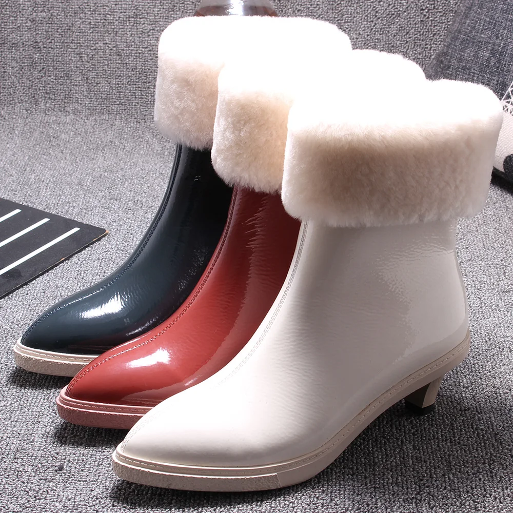 2019 Новые Теплые Меховые боты для женщин модные зимние сапоги с боковой молнией на