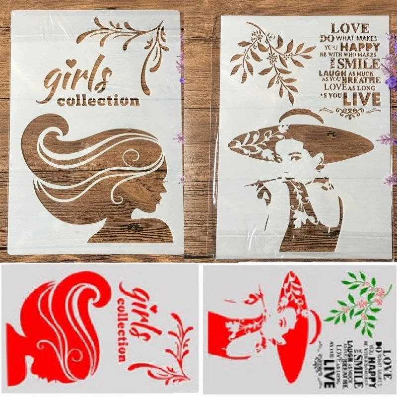 Трафареты с длинными волосами для девушек и женщин 2 шт./лот трафареты