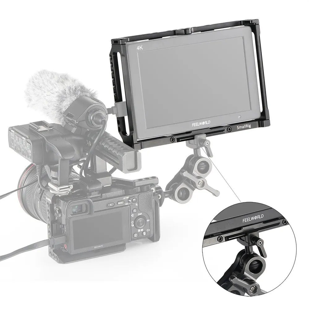 Защитная клетка SmallRig для 7-дюймового монитора Feelworld T7/703/703S/F7S фитинговая с НАТО Rail -