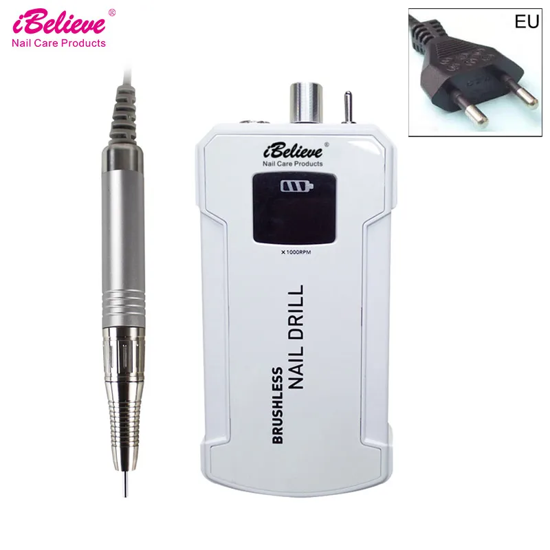 White EU Plug TP282 Электрическая дрель для маникюра ibelive, 35000 об/мин, перезаряжаемый набор для педикюра с керамическими сверлами, инструменты - Цвет: White EU Plug TP282