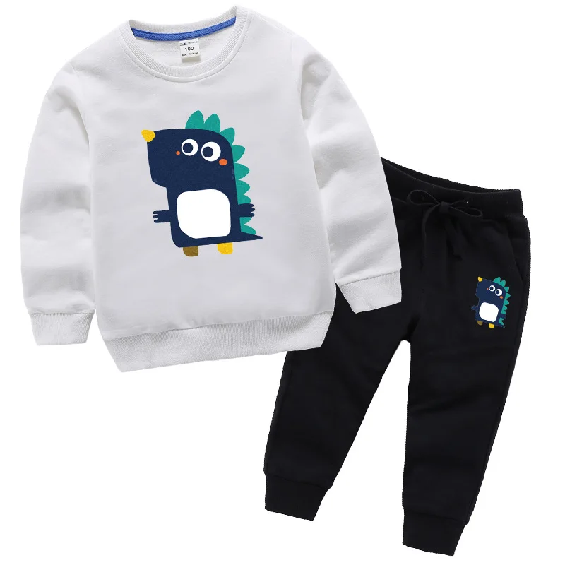 1-8T Suit child Kids Baby Boy girl Autumn Trousers Pants Cartoon dinosaur Clothes + T-shirt Tops Long sleeve Warm 2pcs Sets | Детская
