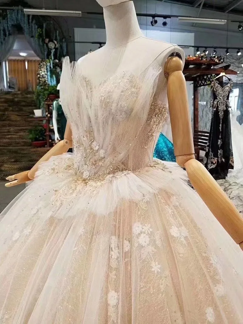 H&S BRIDAL Ball Gown Wedding dresses lace puffy strapless wedding dress robe de marriage vestidos de novia