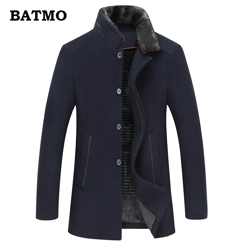 

BATMO 2019 new arrival high quality wool thicked casual trench coat men,men's winter warm parkas ,CS1820