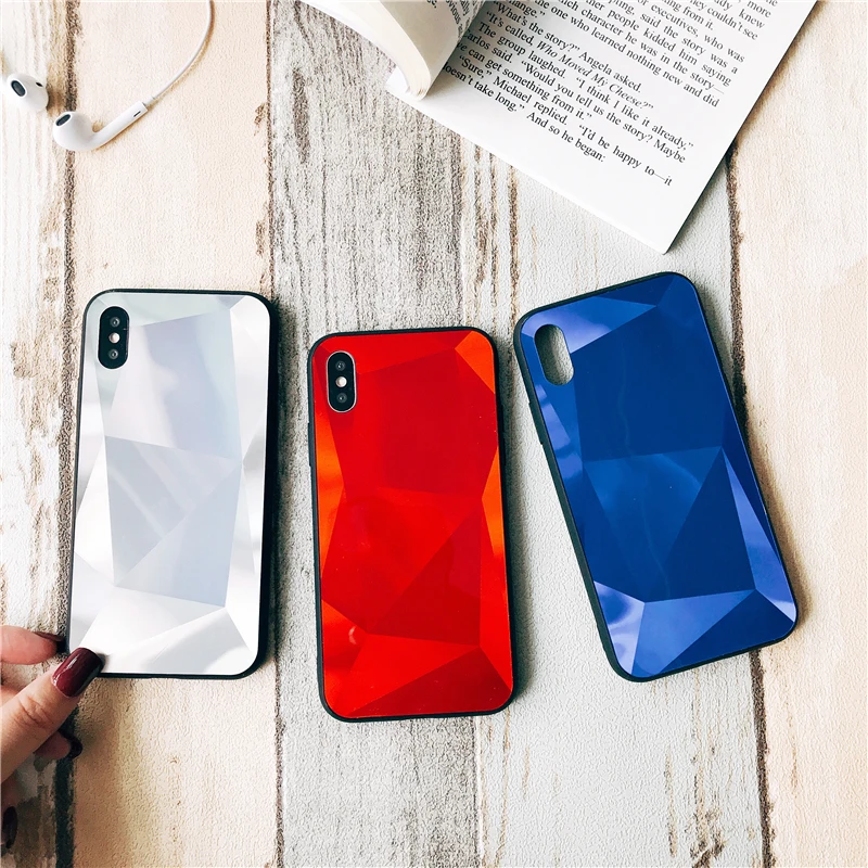 3D Алмазный Блестящий зеркальный чехол для телефона Iphone X XR XS Max Модный яркий 6 6S 7 8