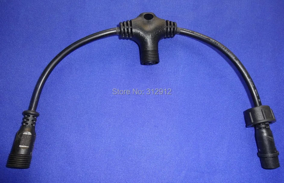 4 жильный Т образный Водонепроницаемый сплиттер Черный цвет Диаметр соединителя