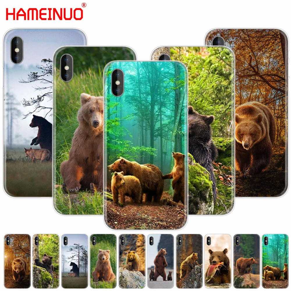 HAMEINUO одинарный чехол для сотового телефона с коричневым медведем из аляски iphone X 8
