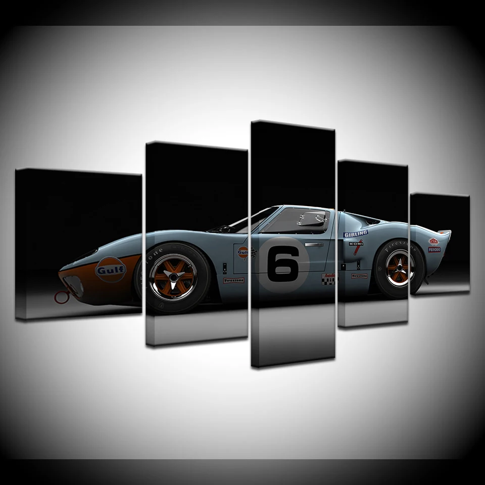 

HD Prints Pictures Home Decor Canvas Wall Art Poster 5 Pieces Retro Vintage Luxury Sports Car Painting For Living Room Framework