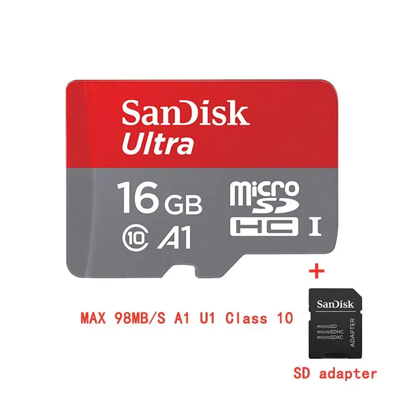 16G-AP Двойной Флеш-накопитель SanDisk Ultra SDXC, micro SDHC, micro SDXC UHS-I слот для карт памяти 16 Гб, micro SD карта, 32 ГБ 80 МБ/с. TF Card 64 Гб 128 для совместим со смартфонами и Камера - Емкость: 16G-AP