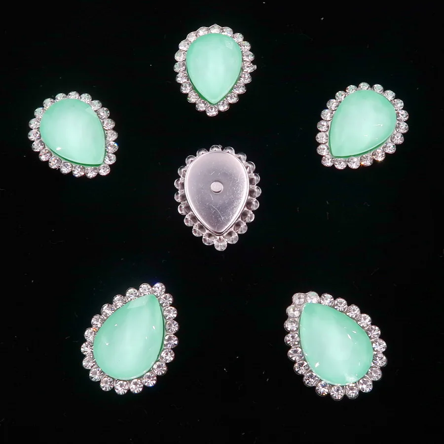 A8 Peridot Желеобразных конфет стекло с украшением в виде кристаллов со стразами серебристого схватка 10x14 мм 13*18 мм бусины в форме капли воды шить на горный хрусталь аппликация «сделай сам» с отделкой - Цвет: A8 Peridot