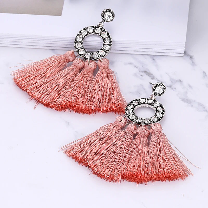 Женские богемные серьги с бахромой ZHINI длинные кисточками и дешевые висячие
