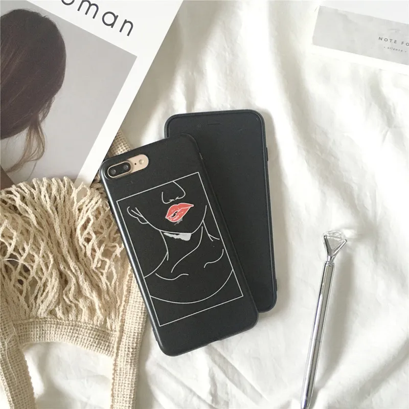 Art line сексуальный аниме женский силиконовый чехол для телефона матовый iPhone 7 7Plus 6