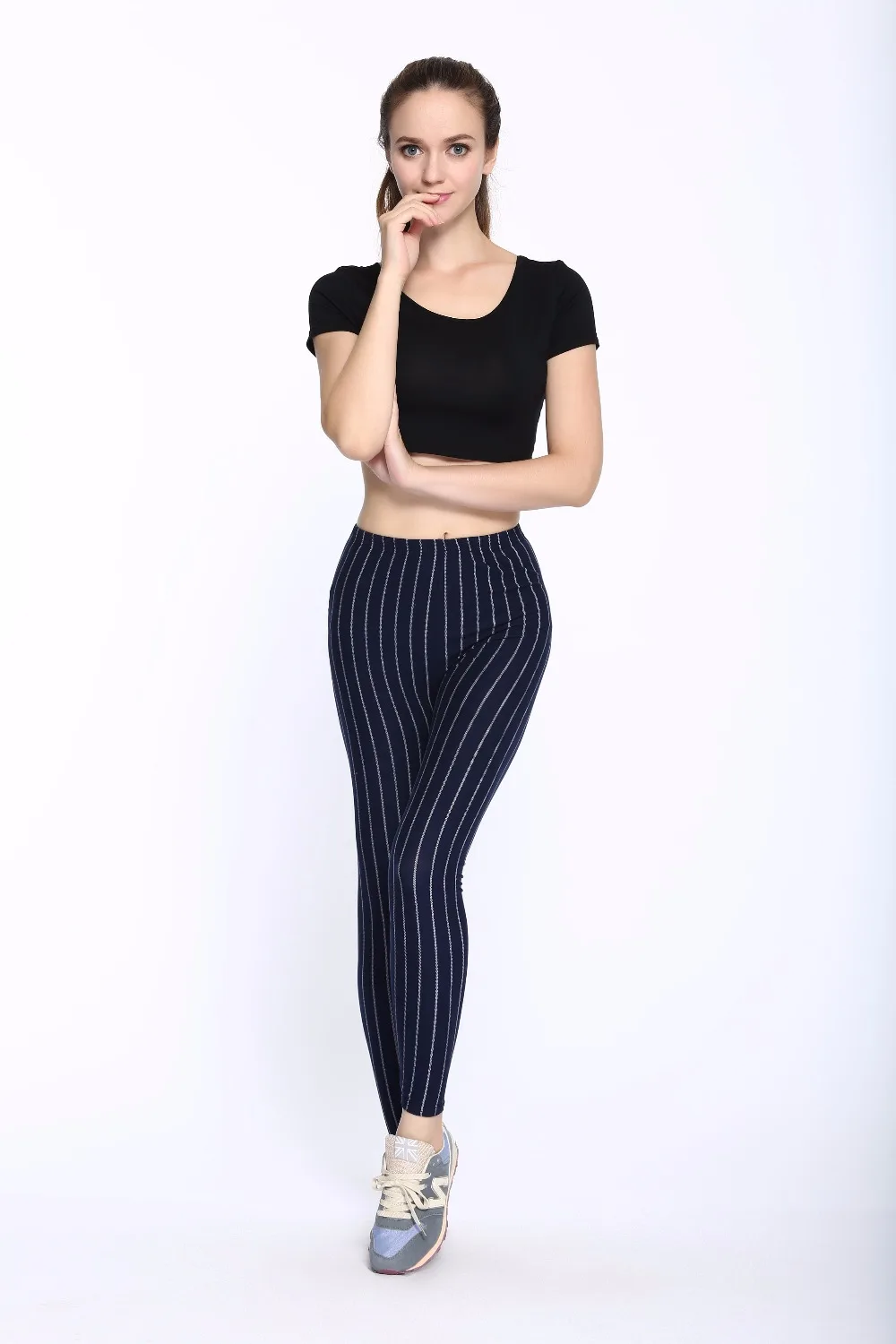 Женские леггинсы для фитнеса весенне-осенние полосатые в клетку с принтом