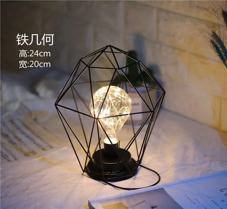 Geometric Винтажные Лофт железные светодиодные настольные лампы для спальни настольная лампа прикроватная батарея для чтения офисные настольные светильники - Цвет корпуса: Geometric