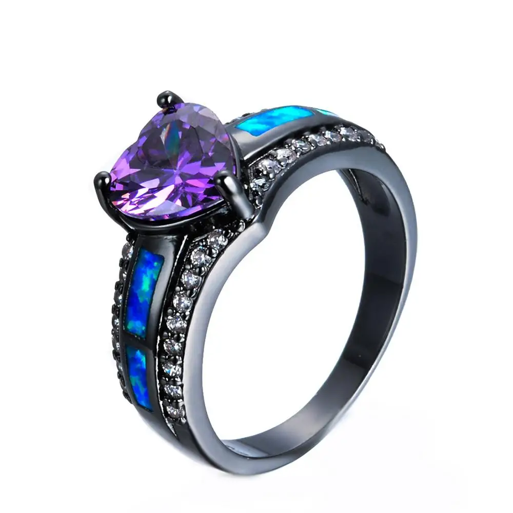 Blue Purple 13 Sue Phil для женщин кольца Мода Сердце Кристалл женские обручальные кольца Прямая - Цвет основного камня: Blue Purple 13