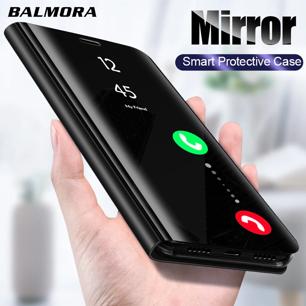 BALMORA умный флип чехол с зеркалом для huawei P20 lite P30 Pro P10 Plus honor 10 7 8X8 Max кожаный