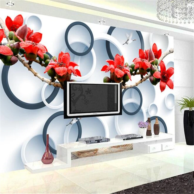 Обои Beibehang для стен 3 d трехмерные цветы дерево ветки фрески 3D гостиной ТВ
