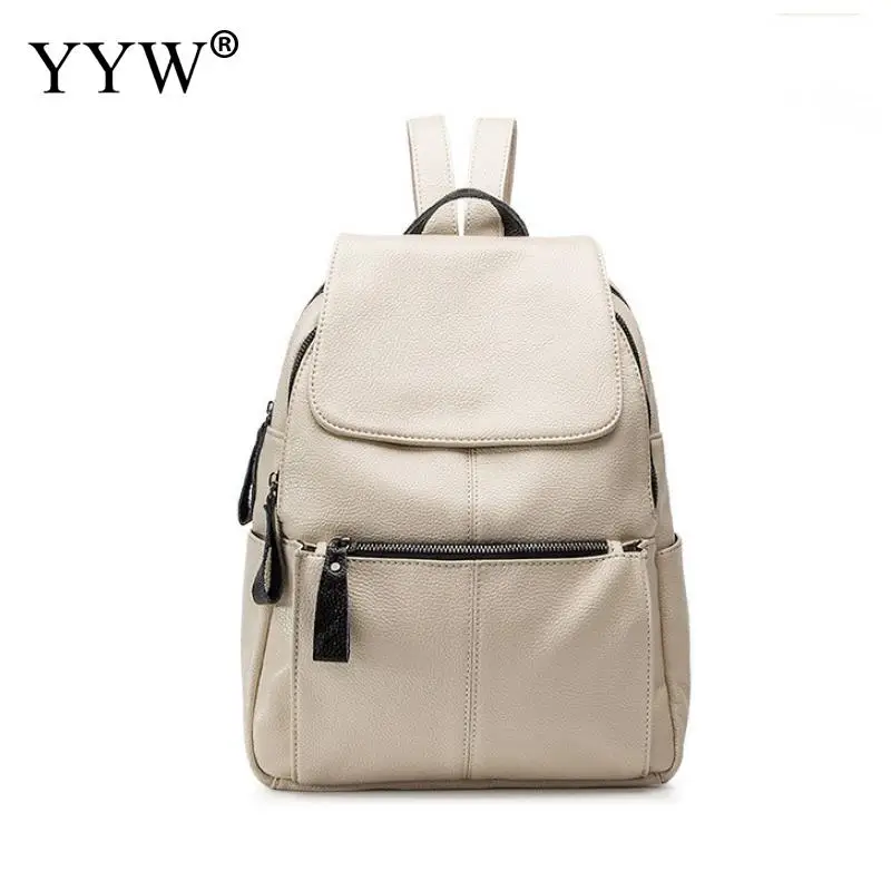 off white Сумки для женщин Ретро Модный женский рюкзак на молнии из искусственной кожи школьная сумка высокого качества сумка на плечо для молодежных сумок YYW - Цвет: off white