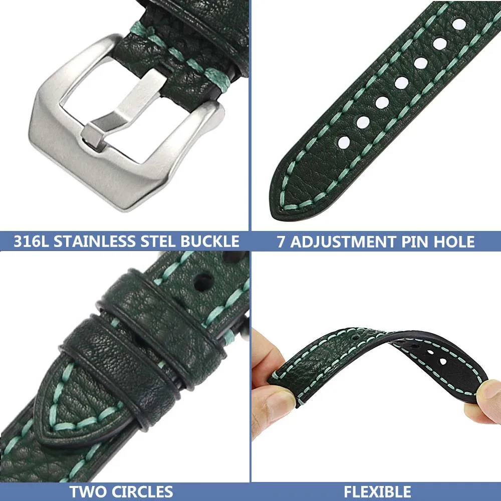 ZLIMSN New vintage Genuine Leather Watch Bands Strap for Panerai 20mm 22mm 24mm 26mm Men's Clock Accessories Watchband