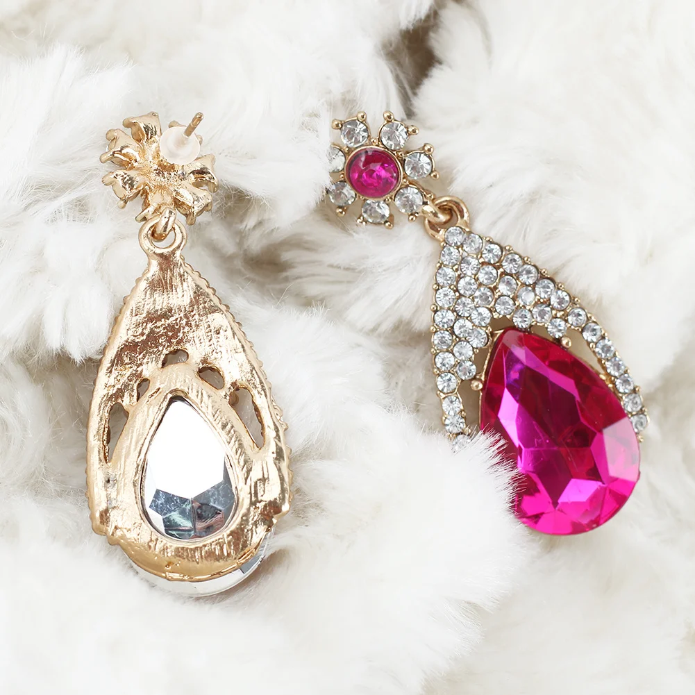 Золото + Красная Роза Кристалл Rhinestone Капли Воды Мотаться Серьга Серьги Brincos Для