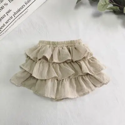 Новая юбка шорты корейские однотонные тонкие хлопковые короткие штаны детские шорты для девочек летние шорты для девочек - Цвет: Бежевый
