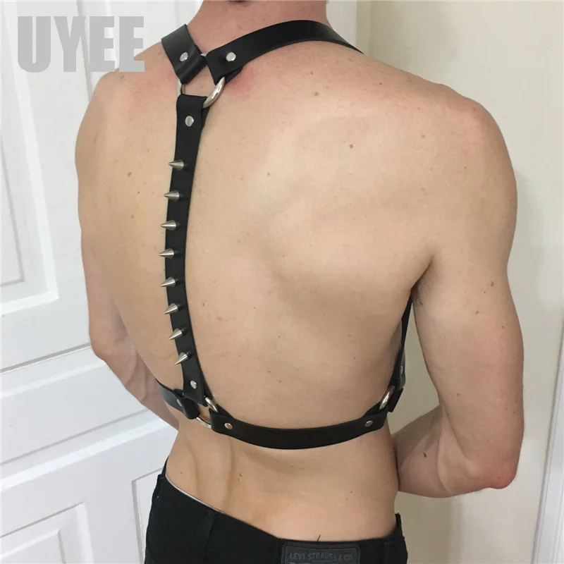 UYEE Горячая из искусственной кожи жгут сексуальный мужской костюм бандаж косплей для мужской одежды с заклепками высокое качество LM-018