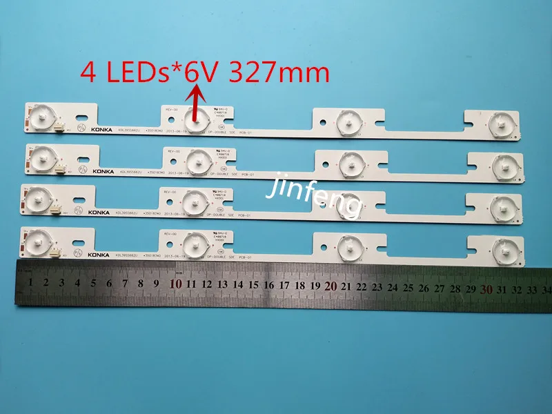 New 60Pieces LED backlight bar for KONKA KDL39SS662U 35018339 35018340 327mm 4 LEDs( 1 LED 6V) Free Shipping
