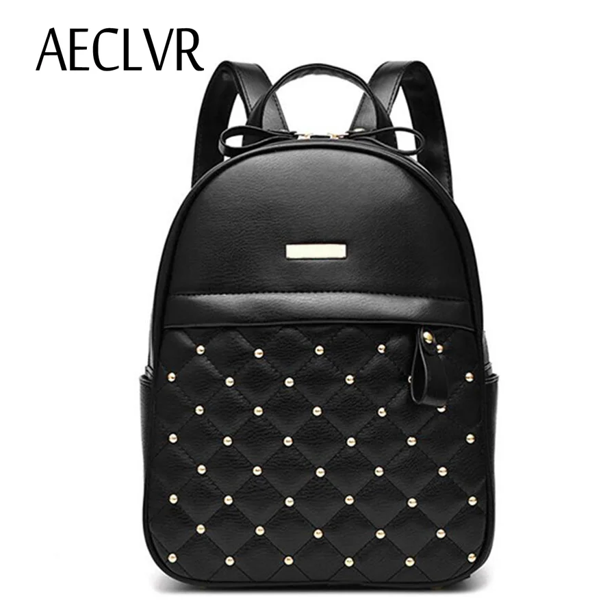 Женский рюкзак с заклепками AECLVR повседневный школьный на молнии ручкой для