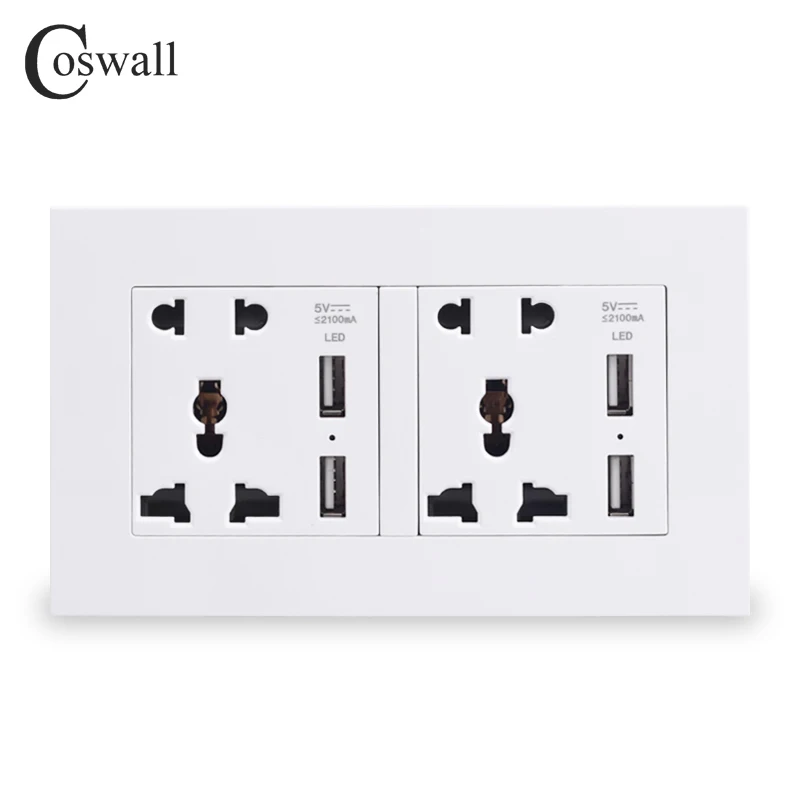 COSWALL розетки двойной Универсальный 5 отверстий мощность Outlet с 4 USB Смарт индукция