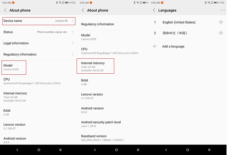 Мобильный телефон lenovo S5 K520 MetalBody ZUI 3,7 4G LTE 5," QHD 18:9 Восьмиядерный процессор Snapdragon 4G ram 64G rom двойная задняя камера