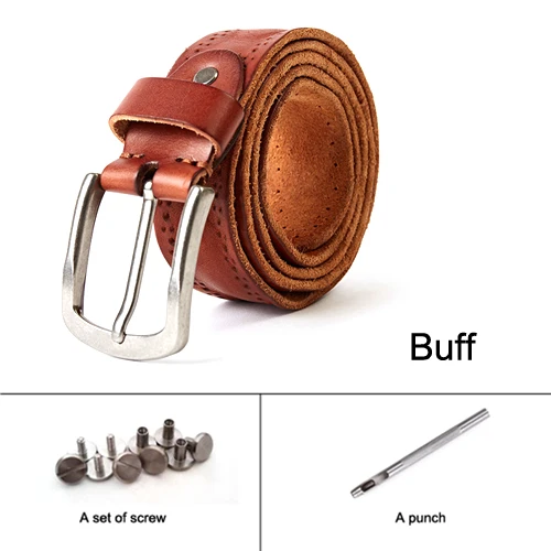 Buff with punch Crazy horse ремень из натуральной воловьей кожи, мужской ремень из натуральной кожи коричневого цвета с пряжкой, винтажный ремень cinto коричневого цвета - Цвет: Buff with punch
