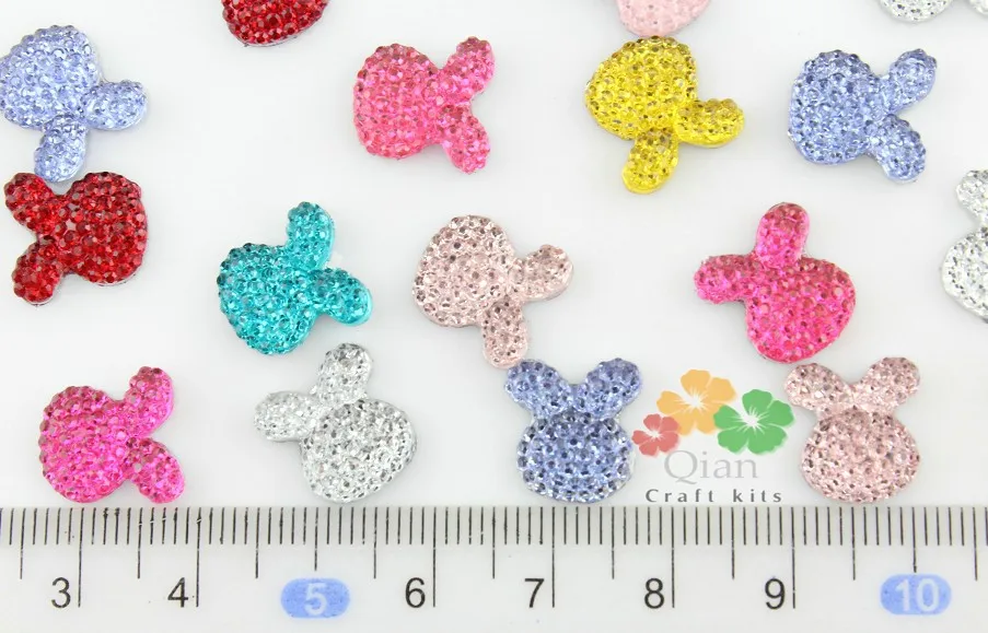 

set of 300pcs lovely mix colors Crystal Bling studded gem rhinestone rabbit bunny cabochons,for hair pin accessories 0.5inch